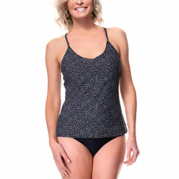 NEW Roots Women's TankiniSwimsuit | Black with Dots - Picture 1 of 4